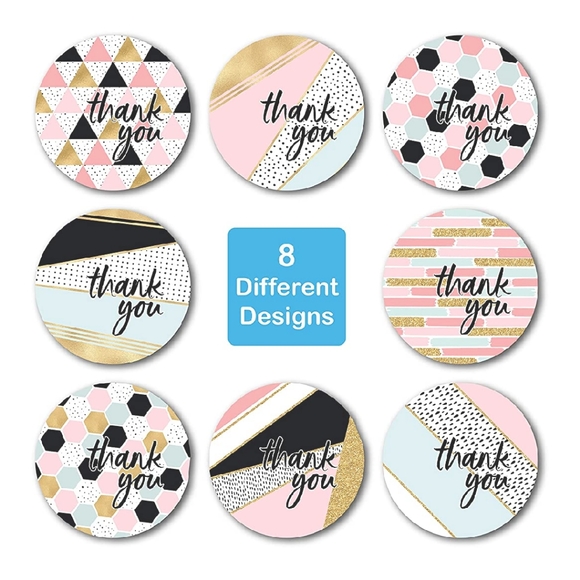 80 pcs 1.5" Geometric Modern Thank You Stickers - Picture 2 of 7